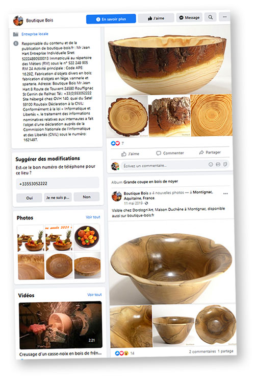 Boutique Bois sur FaceBook